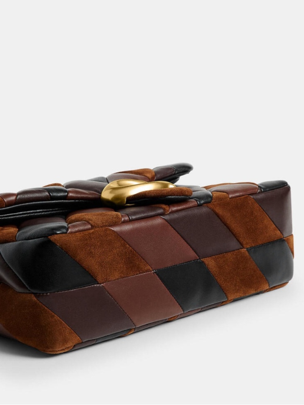 Coach tabby 26 Quilted Chevron Leather & Suede Crossbody in Brown and Black - Picture 2 of 4